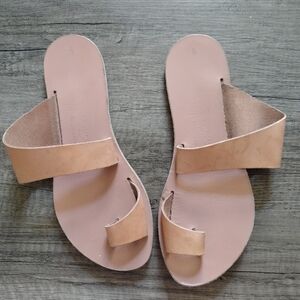 Kionas Handmade Genuine Leather Greek Toe Ring Sandals Minimalist Size 9